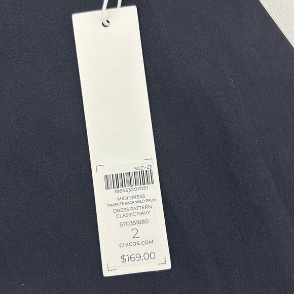 NWT Chico's Midi Dress 2/Large Trapese Back Wild Palm Sleeveless Artsy Abstract - Picture 11 of 14